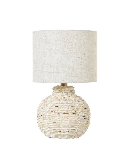 Hill Interiors White Wash Small Bulbous Wicker Table Lamp With Linen Shade 23727 - pic 113361 | FastDaddyshop