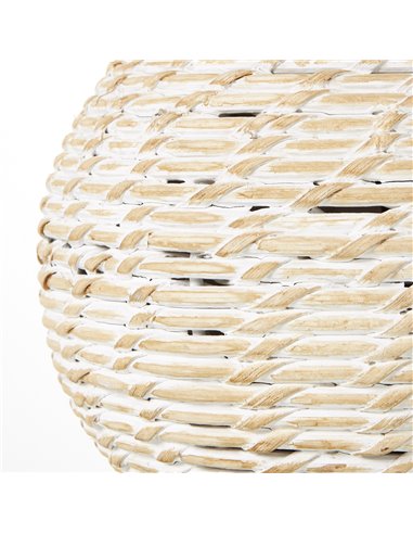Hill Interiors White Wash Small Bulbous Wicker Table Lamp With Linen Shade 23727