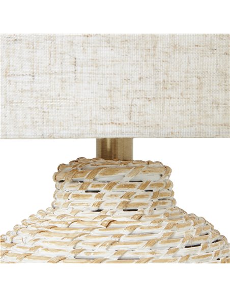 Hill Interiors White Wash Small Bulbous Wicker Table Lamp With Linen Shade 23727 - pic 113363 | FastDaddyshop