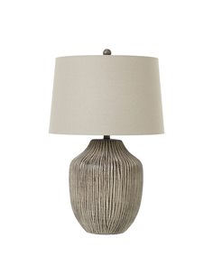 Hill Interiors Ochre Carved Textured Table Lamp With Linen Shade 23728