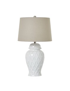 Hill Interiors White Ceramic Ginger Jar Lamp With Linen Shade 23729
