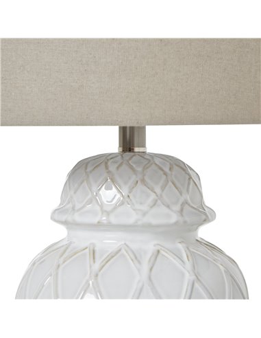 Hill Interiors White Ceramic Ginger Jar Lamp With Linen Shade 23729