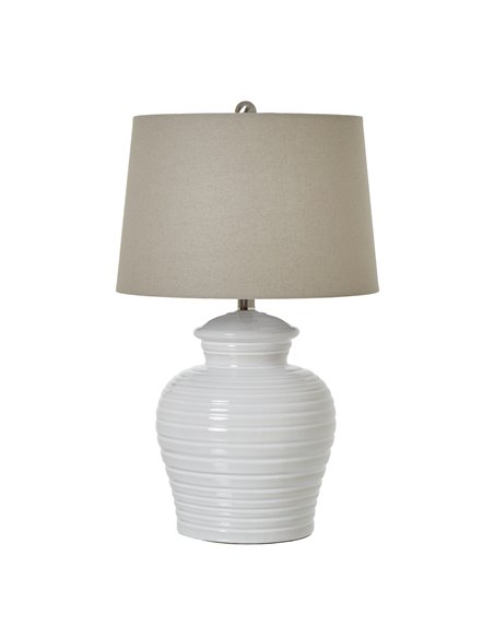 Hill Interiors White Ceramic Pot Lamp With Linen Shade 23730 - pic 113374 | FastDaddyshop