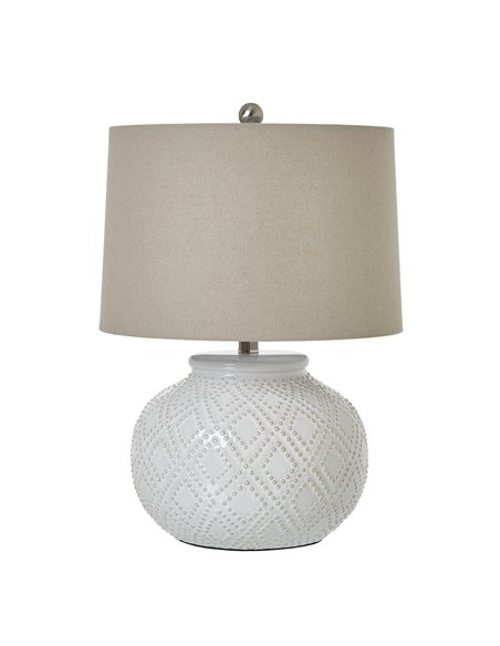 Hill Interiors Squat White Beaded Ceramic Lamp With Linen Shade 23731 - pic 113378 | FastDaddyshop