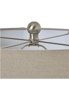 Hill Interiors Squat White Beaded Ceramic Lamp With Linen Shade 23731 2