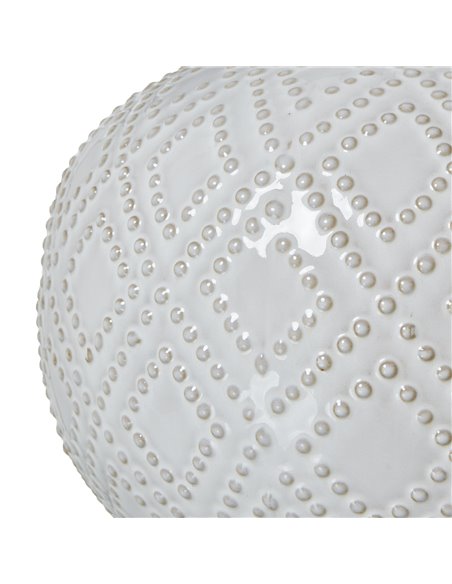 Hill Interiors Squat White Beaded Ceramic Lamp With Linen Shade 23731 - pic 113380 | FastDaddyshop