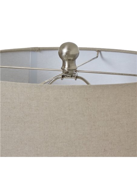 Hill Interiors White Beaded Ceramic Lamp With Linen Shade 23732 - pic 113383 | FastDaddyshop