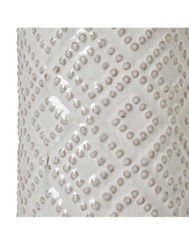 Hill Interiors White Beaded Ceramic Lamp With Linen Shade 23732