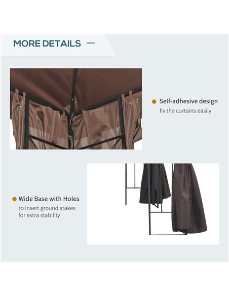 Outsunny 3 x 3 m Garden Metal Gazebo Marquee Patio Wedding Party Tent Canopy Shelter with Pavilion Sidewalls (Brown) - pic 11340 | FastDaddyshop