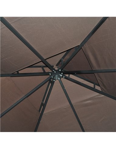 Outsunny 3 x 3 m Garden Metal Gazebo Marquee Patio Wedding Party Tent Canopy Shelter with Pavilion Sidewalls (Brown)