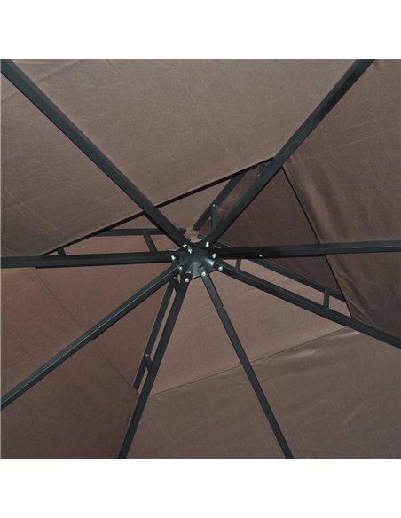 Outsunny 3 x 3 m Garden Metal Gazebo Marquee Patio Wedding Party Tent Canopy Shelter with Pavilion Sidewalls (Brown) - pic 11344 | FastDaddyshop