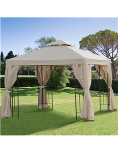 Outsunny 3x3m Garden Metal Gazebo Marquee with Sidewalls, Beige 2