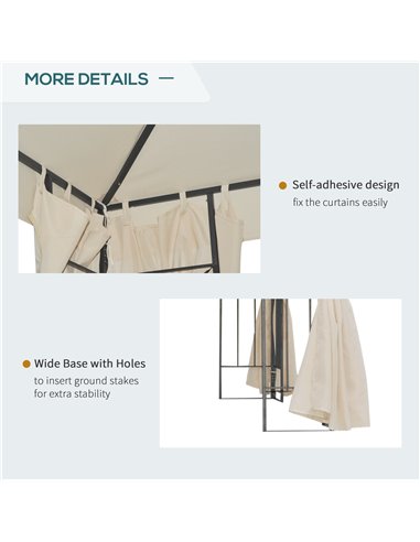 Outsunny 3 x 3 m Garden Metal Gazebo Marquee Patio Wedding Party Tent Canopy Shelter with Pavilion Sidewalls  (Beige)