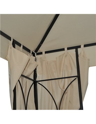 Outsunny 3 x 3 m Garden Metal Gazebo Marquee Patio Wedding Party Tent Canopy Shelter with Pavilion Sidewalls  (Beige)
