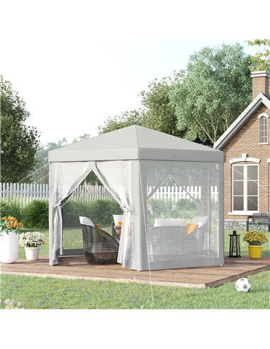 Outsunny Netting Gazebo Hexagon Tent Patio Canopy Outdoor Shelter Party Activities Shade Resistant (Creamy White)