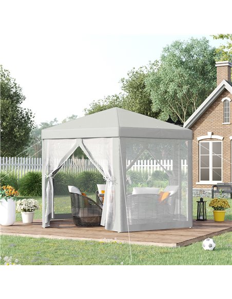 Outsunny Netting Gazebo Hexagon Tent Patio Canopy Outdoor Shelter Party Activities Shade Resistant (Creamy White) - pic 11353 | FastDaddyshop