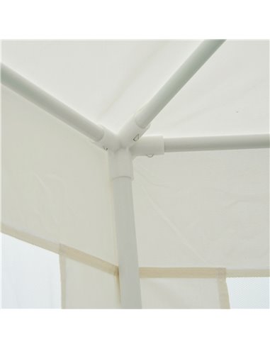 Outsunny Netting Gazebo Hexagon Tent Patio Canopy Outdoor Shelter Party Activities Shade Resistant (Creamy White)