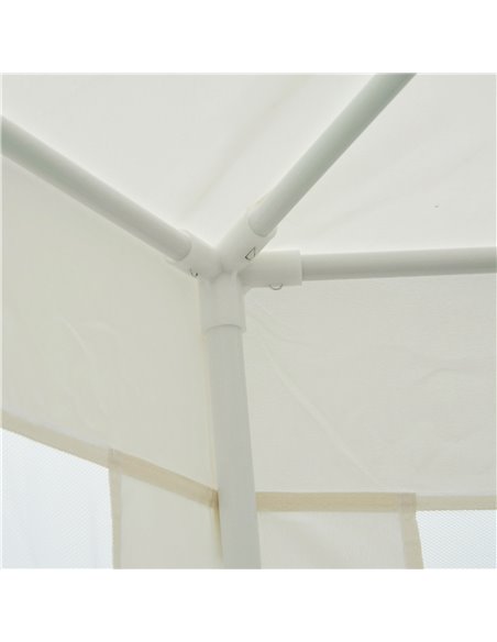 Outsunny Netting Gazebo Hexagon Tent Patio Canopy Outdoor Shelter Party Activities Shade Resistant (Creamy White) - pic 11358 | FastDaddyshop
