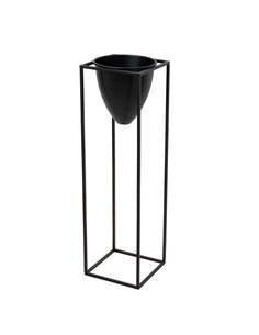Hill Interiors Large Matt Black Bullet Planter On Black Frame 23086