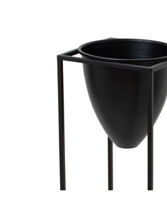 Hill Interiors Large Matt Black Bullet Planter On Black Frame 23086 2