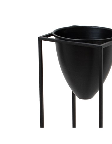 Hill Interiors Large Matt Black Bullet Planter On Black Frame 23086