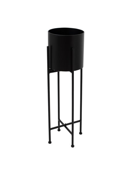 Hill Interiors Matt Black Cylindrical Planter On Black Frame 23093 - pic 113592 | FastDaddyshop