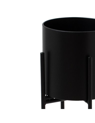 Hill Interiors Matt Black Cylindrical Planter On Black Frame 23093