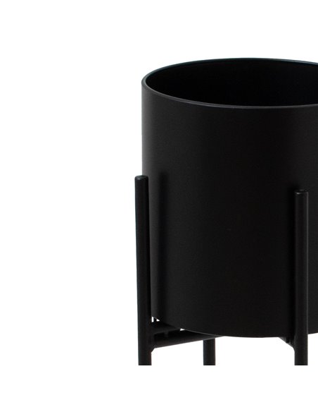 Hill Interiors Matt Black Cylindrical Planter On Black Frame 23093 - pic 113593 | FastDaddyshop