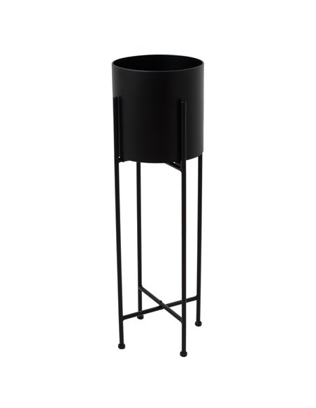 Hill Interiors Large Matt Black Cylindrical Planter On Black Frame 23094 - pic 113594 | FastDaddyshop