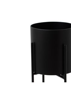 Hill Interiors Large Matt Black Cylindrical Planter On Black Frame 23094 2