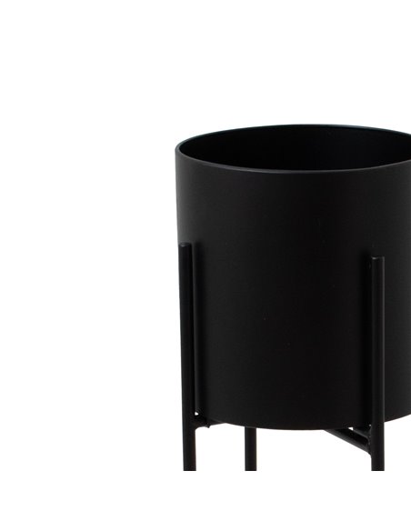 Hill Interiors Large Matt Black Cylindrical Planter On Black Frame 23094 - pic 113595 | FastDaddyshop
