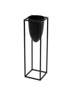 Hill Interiors Matt Black Bullet Planter On Black Frame 23095