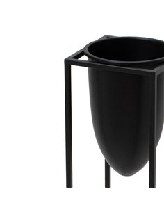 Hill Interiors Matt Black Bullet Planter On Black Frame 23095 2