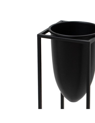 Hill Interiors Matt Black Bullet Planter On Black Frame 23095