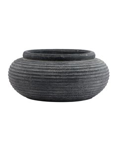 Hill Interiors Amalfi Grey Round Ribbed Planter 23292