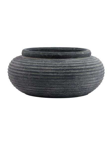 Hill Interiors Amalfi Grey Round Ribbed Planter 23292 - pic 113603 | FastDaddyshop