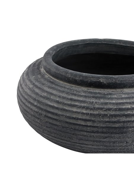 Hill Interiors Amalfi Grey Round Ribbed Planter 23292 - pic 113604 | FastDaddyshop