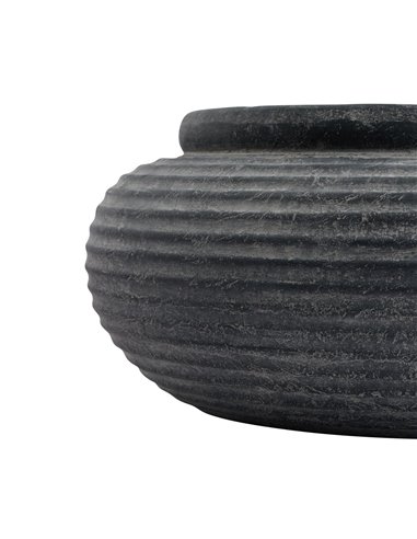 Hill Interiors Amalfi Grey Round Ribbed Planter 23292