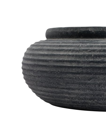Hill Interiors Amalfi Grey Round Ribbed Planter 23292 - pic 113605 | FastDaddyshop
