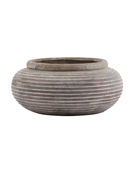 Hill Interiors Siena Brown Round Ribbed Planter 23293 - pic 113607 | FastDaddyshop