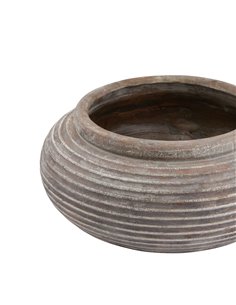 Hill Interiors Siena Brown Round Ribbed Planter 23293 2