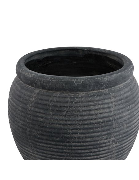 Hill Interiors Amalfi Grey Rimmed Large Plant Pot 23299 - pic 113617 | FastDaddyshop