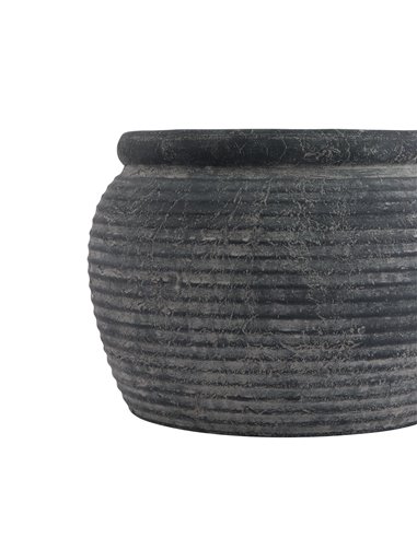 Hill Interiors Amalfi Grey  Rimmed Plant Pot 23300
