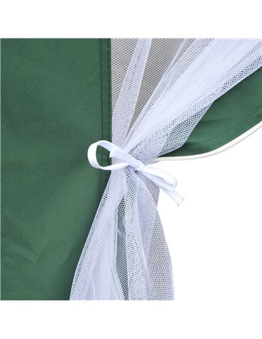 Outsunny Netting Gazebo Hexagon Tent Patio Canopy Outdoor Shelter Party Activities Shade Resistant (Green)