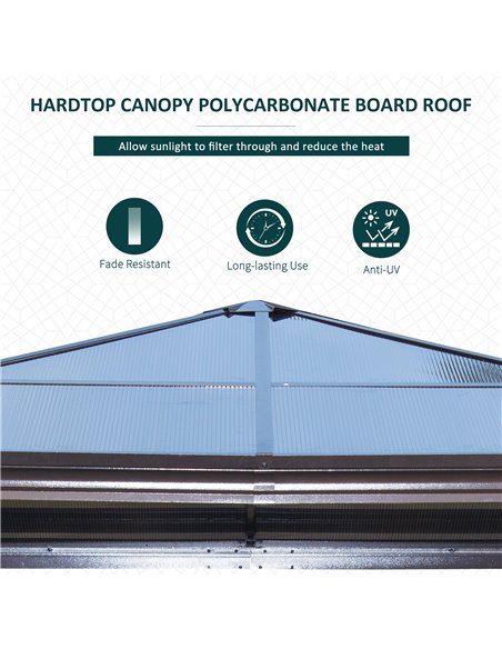 Outsunny 3 x 3(m) Hardtop Gazebo Canopy with Polycarbonate Roof and Aluminium Frame, Garden Pavilion with Mosquito Netting and C - pic 11371 | FastDaddyshop