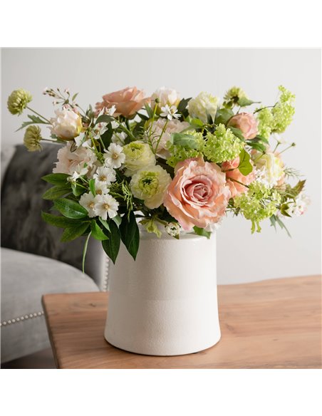 Hill Interiors White With Grey Detail Large Cylindrical Ceramic Vase 19419 - pic 113725 | FastDaddyshop