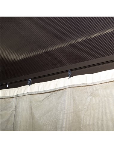 Outsunny 3 x 3(m) Hardtop Gazebo Canopy with Polycarbonate Roof and Aluminium Frame, Garden Pavilion with Mosquito Netting and C