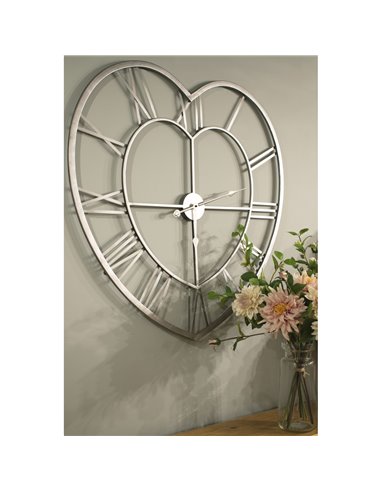 Hill Interiors Silver Heart Skeleton Wall Clock 17857
