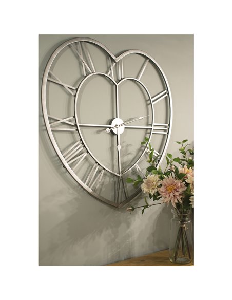 Hill Interiors Silver Heart Skeleton Wall Clock 17857 - pic 113847 | FastDaddyshop