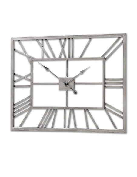 Hill Interiors Silver Rectangular Skeleton Wall Clock 17859 - pic 113848 | FastDaddyshop